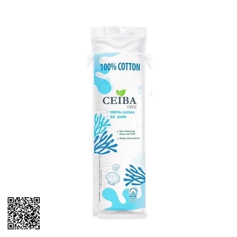 Bông Tẩy Trang Ceiba Tree 100% Cotton 80 Miếng Từ Pháp