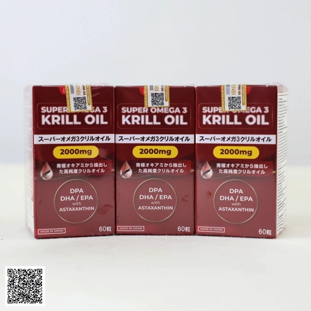 Combo 3 Hộp Viên Uống Dầu Nhuyễn Thể Eikenbi Super Omega 3 Krill Oil 2000mg Từ Nhật Bản Hộp 60 Viên