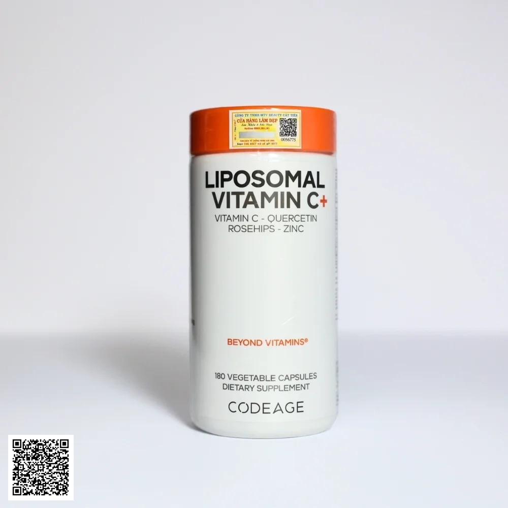Codeage Liposomal Vitamin C+Viên Uống Vitamin C Trắng Da Tăng Sức Đề Kháng 500mg * 180 Viên Hộp Mỹ