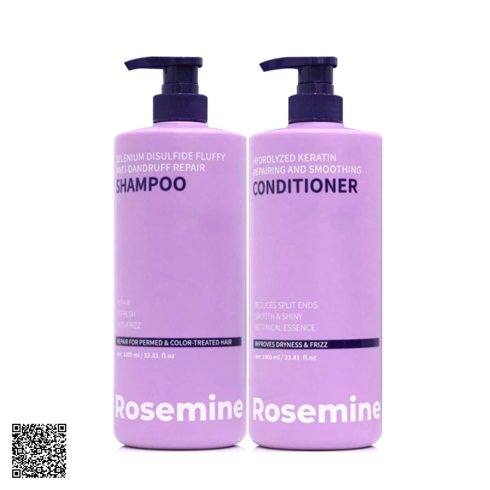 Cặp Dầu Gội Xả Rosemine Màu Tím Trị Gàu và Phục Hồi Tóc 1000ml Trung Quốc