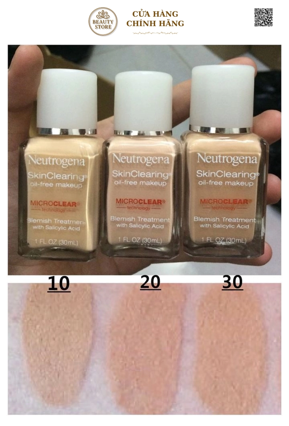 Kem Nền Trang Điểm Cho Da Mụn Neutrogena Skin Clearing Oil-Free Makeup