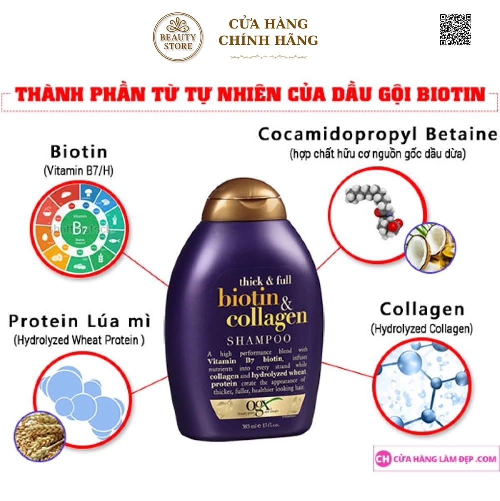 Dầu Gội Xã Làm Dày Tóc Biotin & Collagen -Shampoo Biotin & Collagen